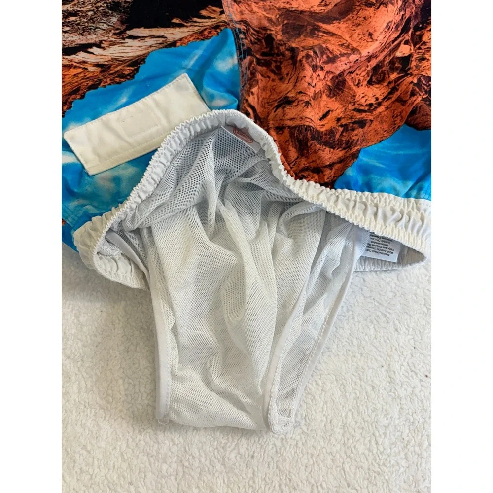 Wonder Nation‎ Boys Dinosaur Desert Van Graphic Swim Trunks Blue Orange Size M 8
